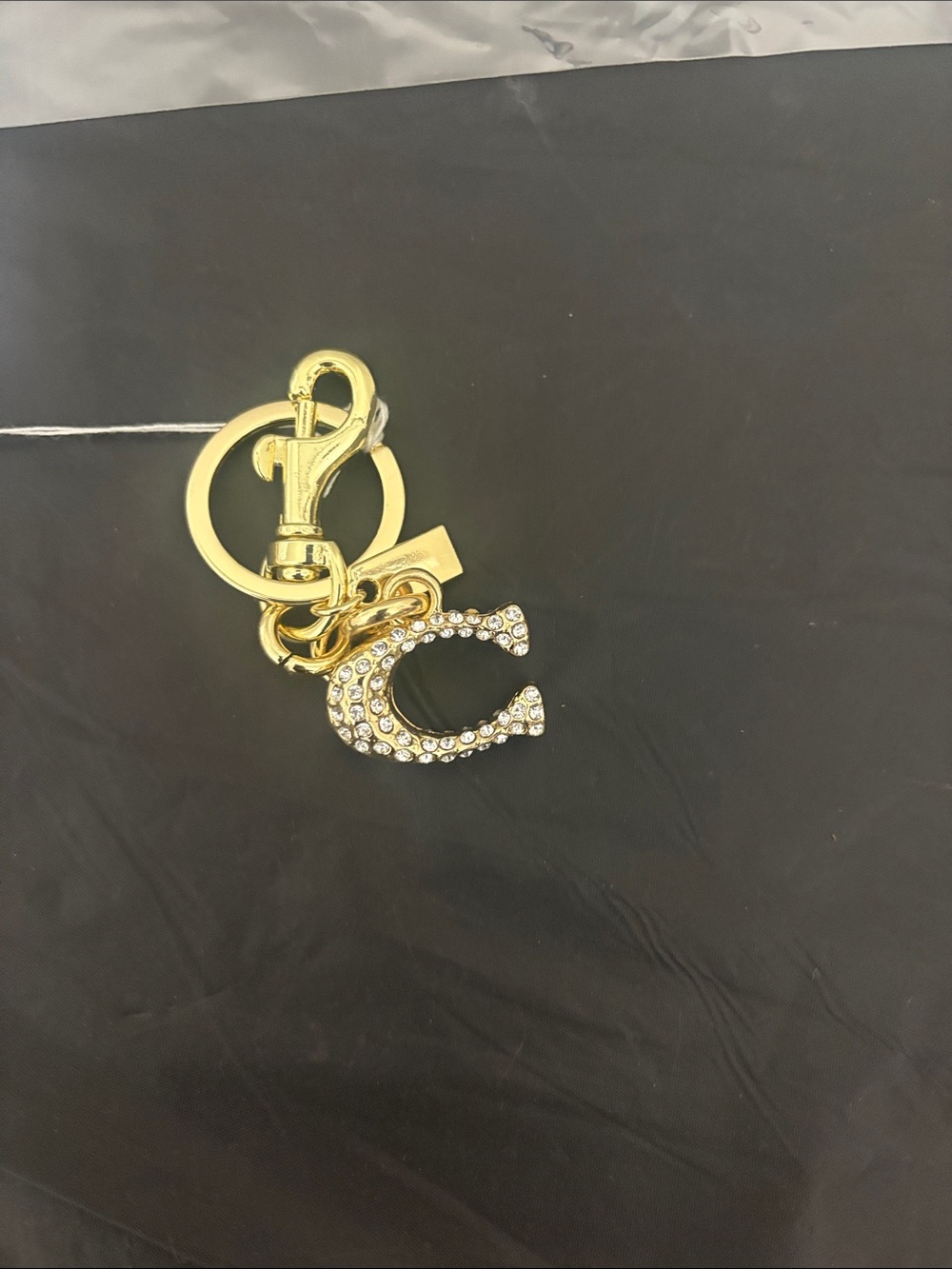 Gold Crystal 'C' Keychain Charm - Women Accessories